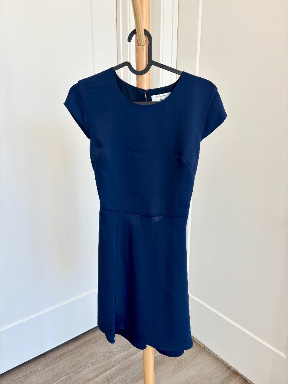 Aritzia Mini Silky Dress (Backless & Half Zip) - Navy Blue